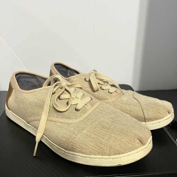 Toms Other - Toms Men's Natural Canvas Shoes Size 9.5 Lace Up Casual